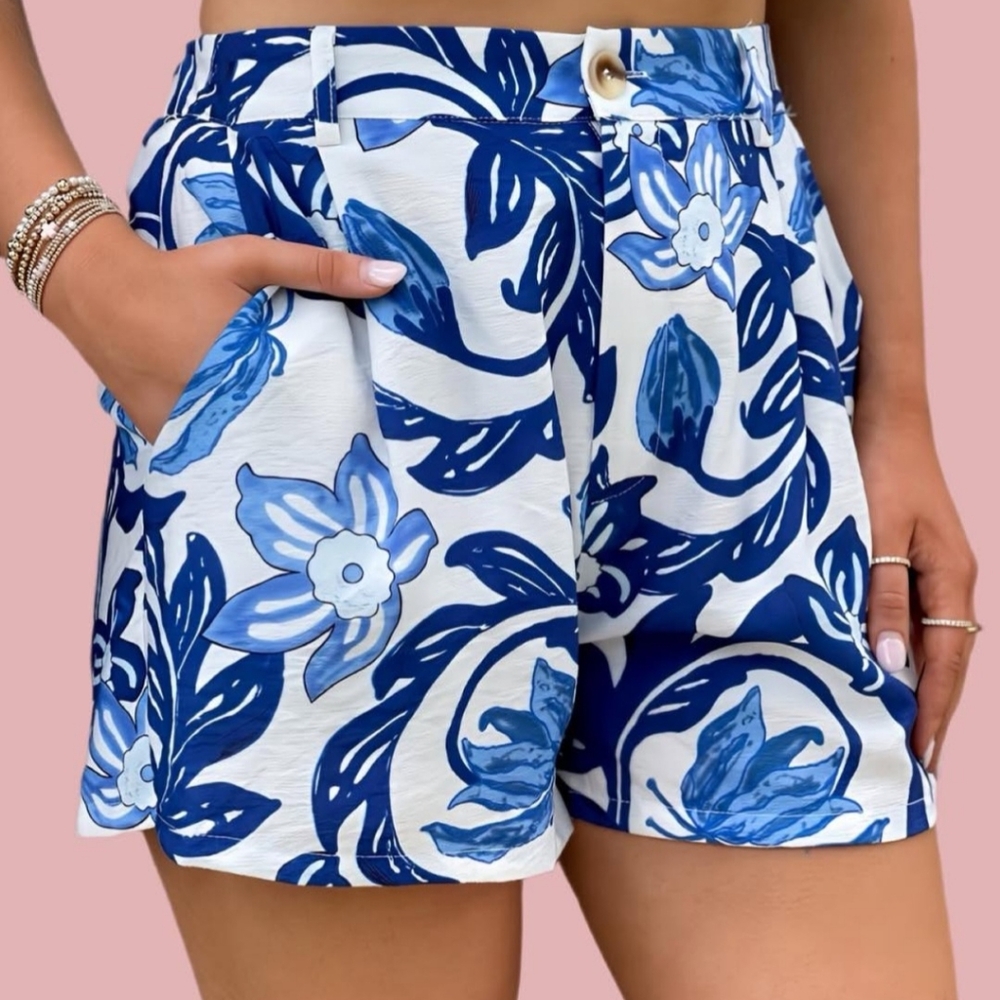 Floral Blue Women's Shorts